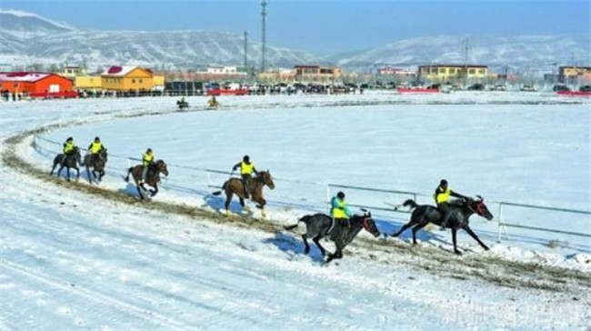 推动乡村旅游发展 新疆进行雪地赛马